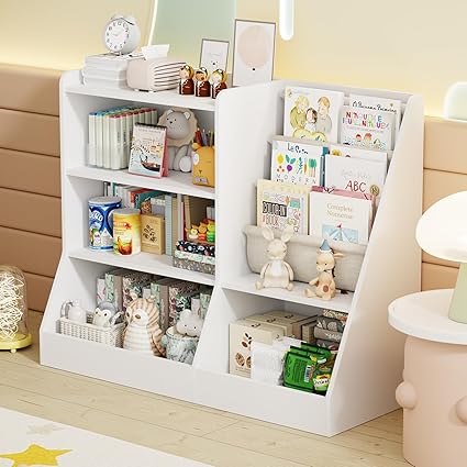 39" Large Kids Wooden Bookshelf and Toy Storage Organizer