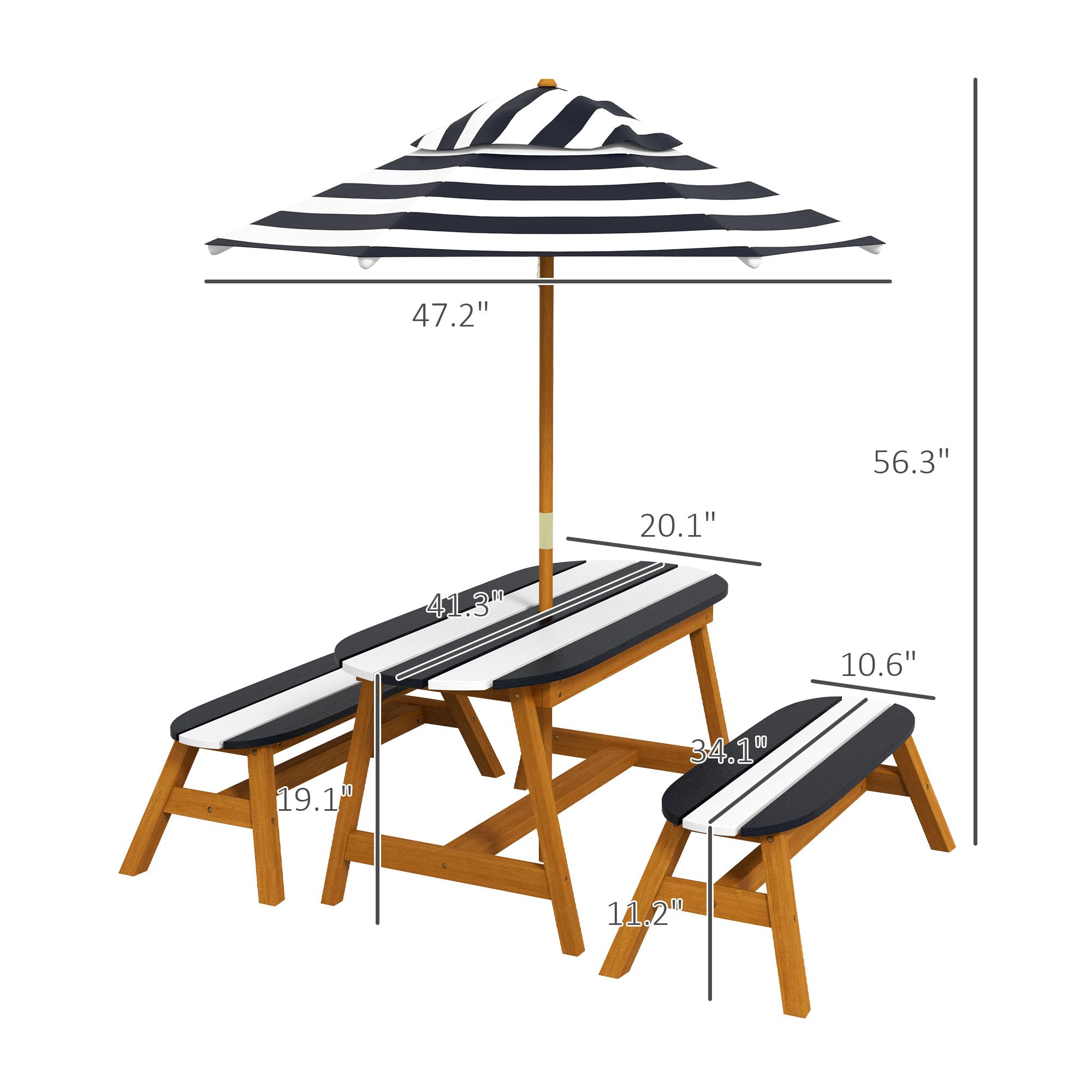 Kids Picnic Table Set with Umbrella