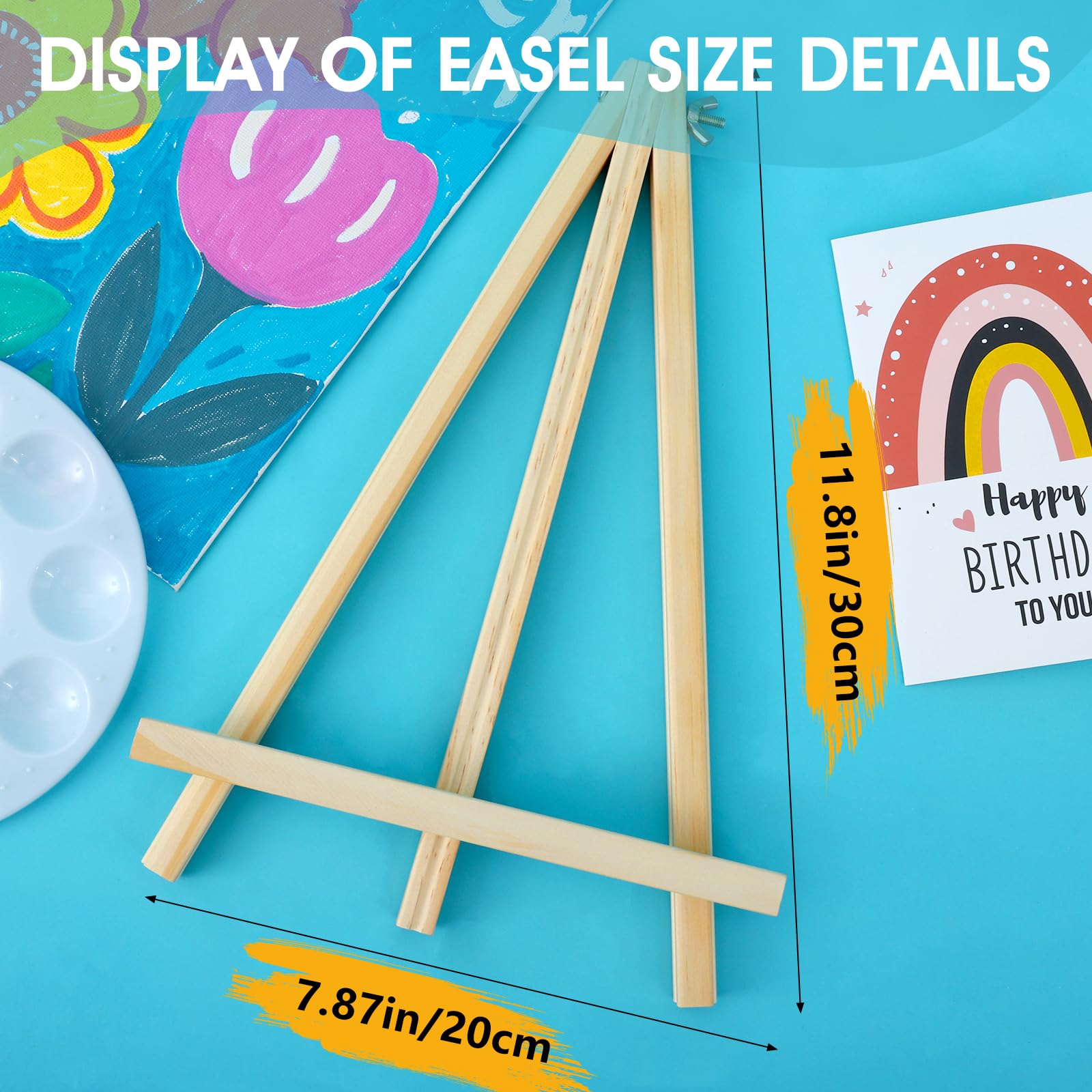 ESRICH 11.8In Wood Easels,Tabletop Painting Display Easels, Painting Party Easel, Kids Student Tabletop Easels for Painting,Portable Canvas Photo Picture Sign Holder（4 Pack ）