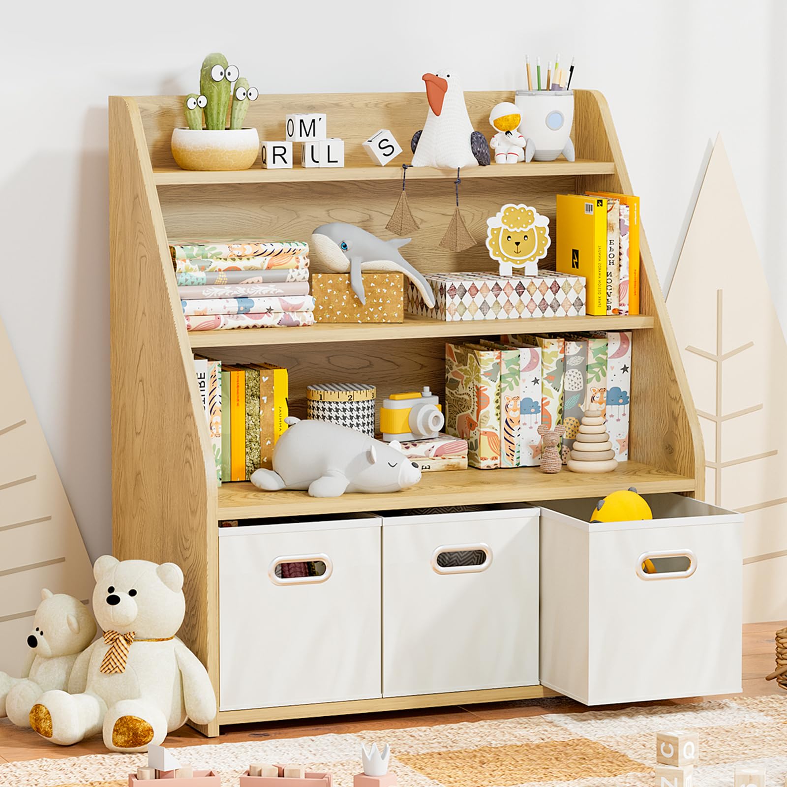 Kids Bookshelf with Toy Storage Organizer