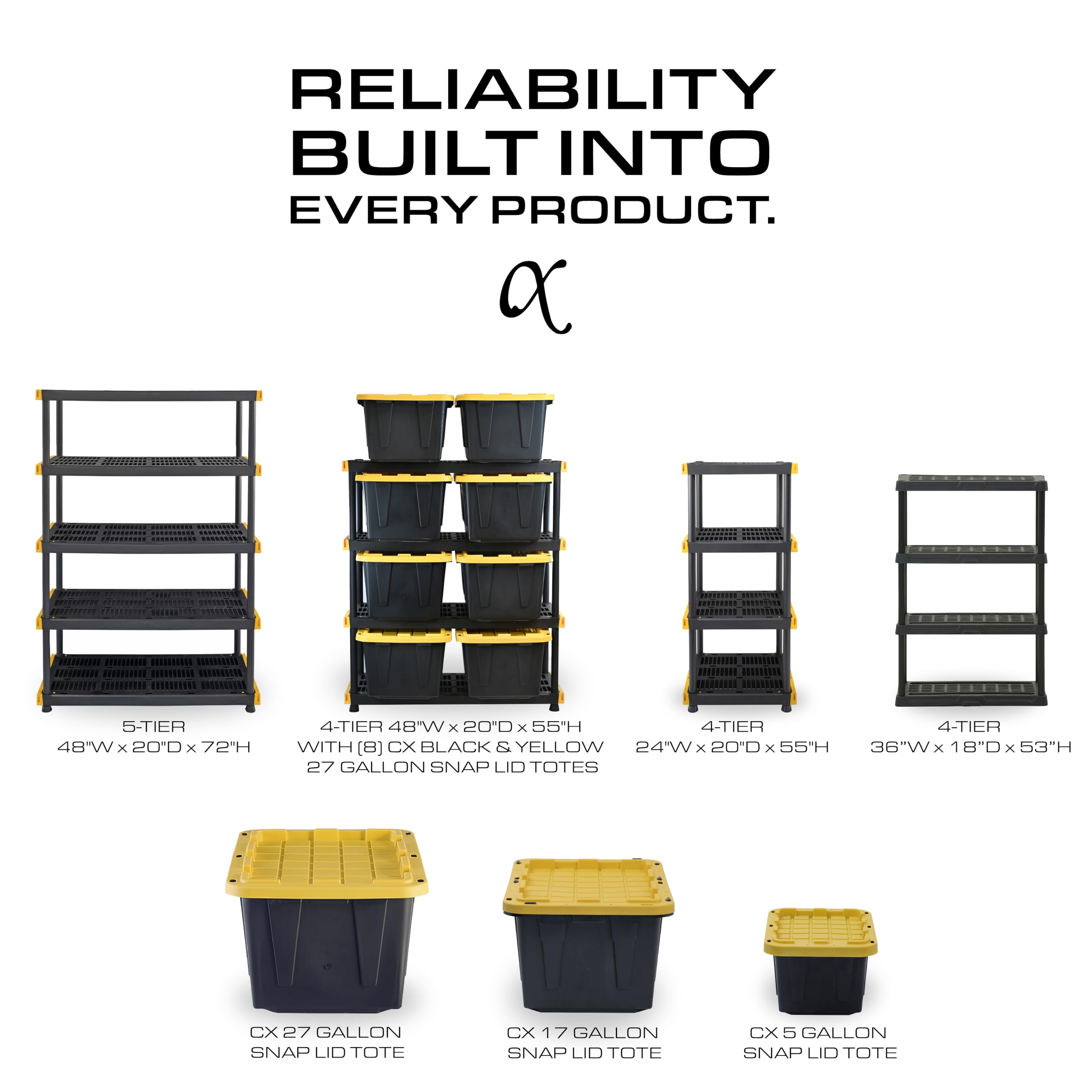 Heavy Duty Plastic Storage Shelving Unit 4-Tier Modular Rack