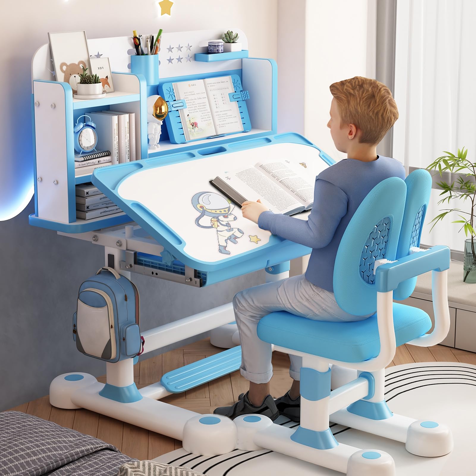 Height Adjustable Kids Desk and Chair Set