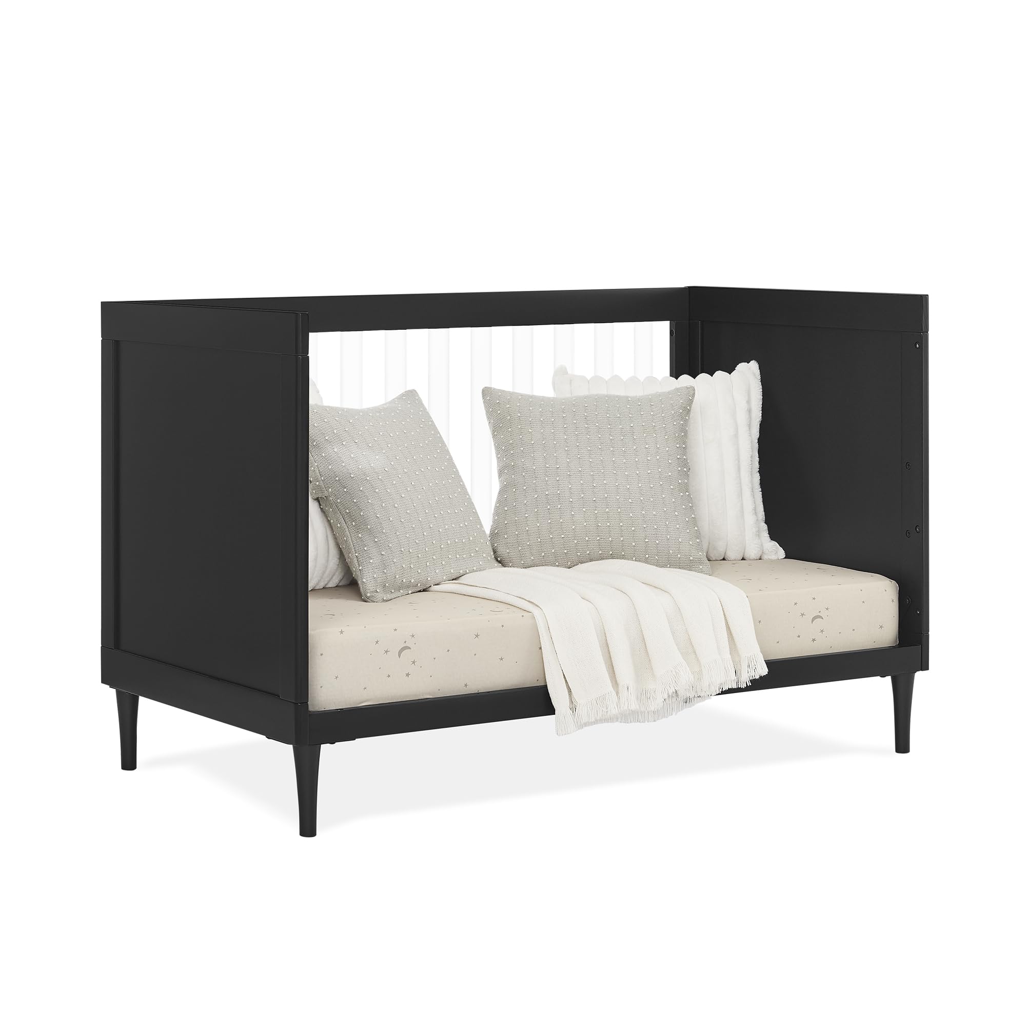 Delta Children Bowie 4-in-1 Convertible Acrylic Crib - Greenguard Gold Certified, Black Ebony