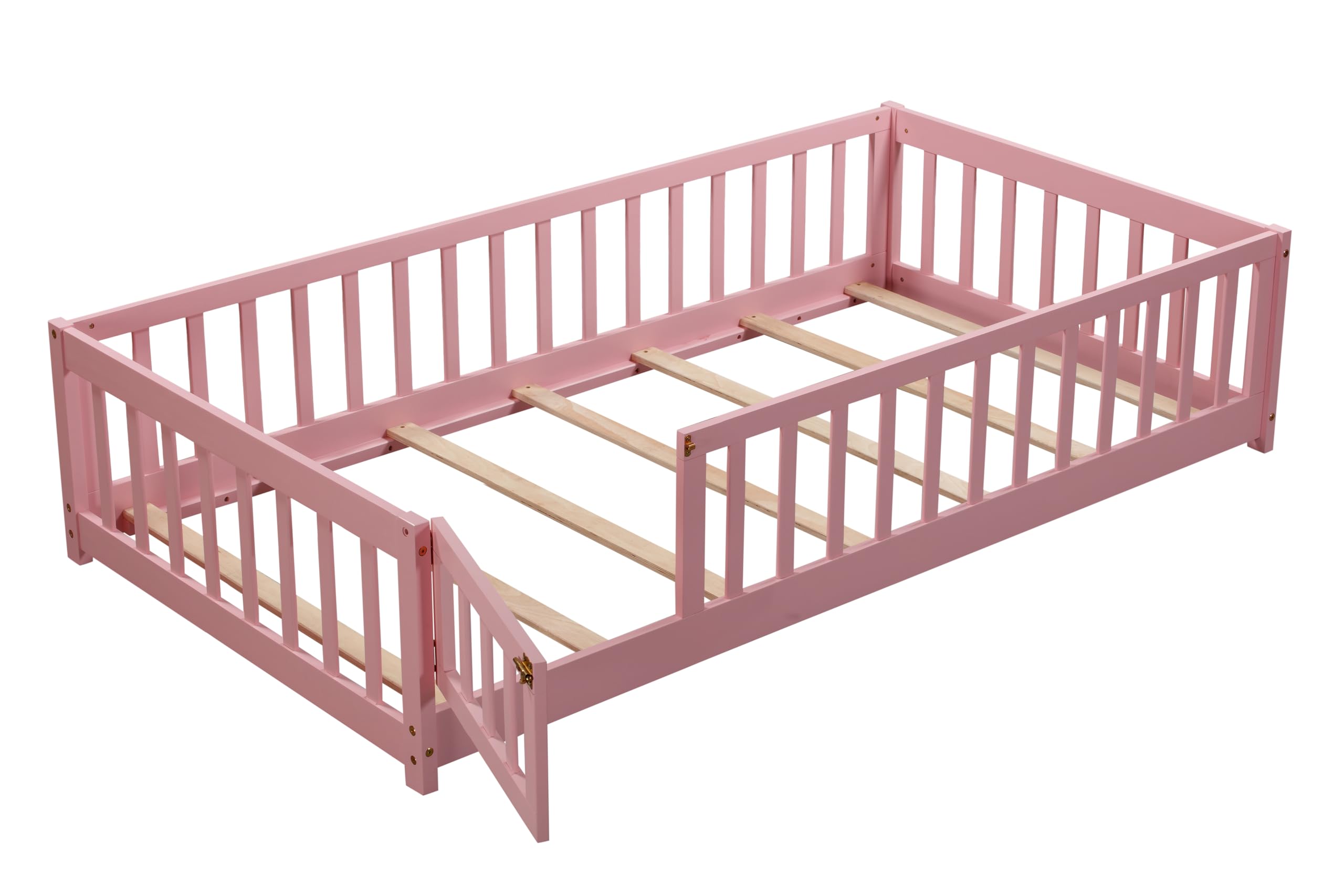 Montessori Floor Bed Twin with Fence and Door