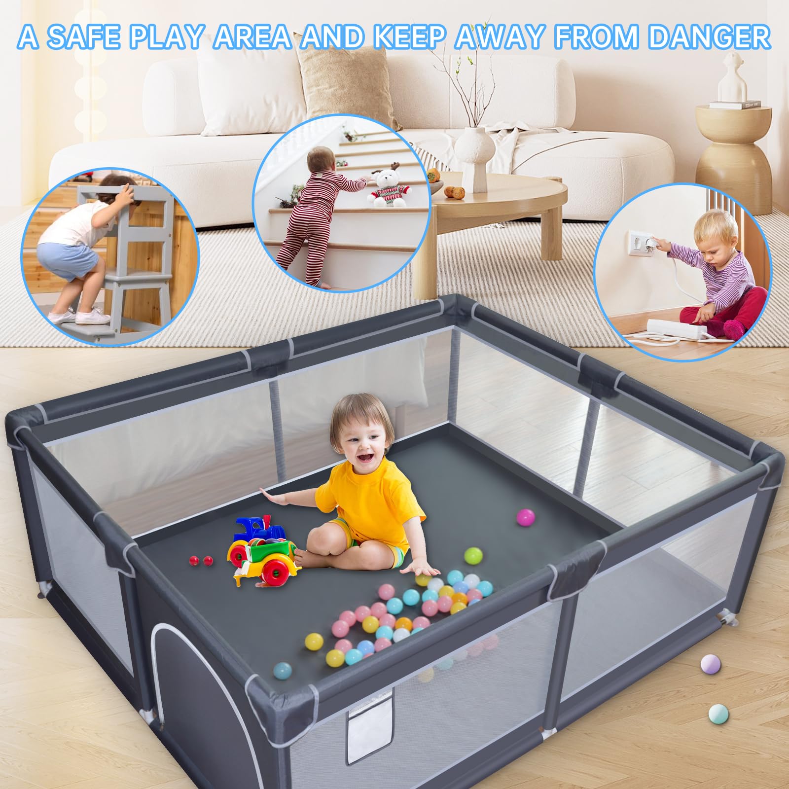 Baby Playpen 50x50 Inch Large Indoor Outdoor Play Yard