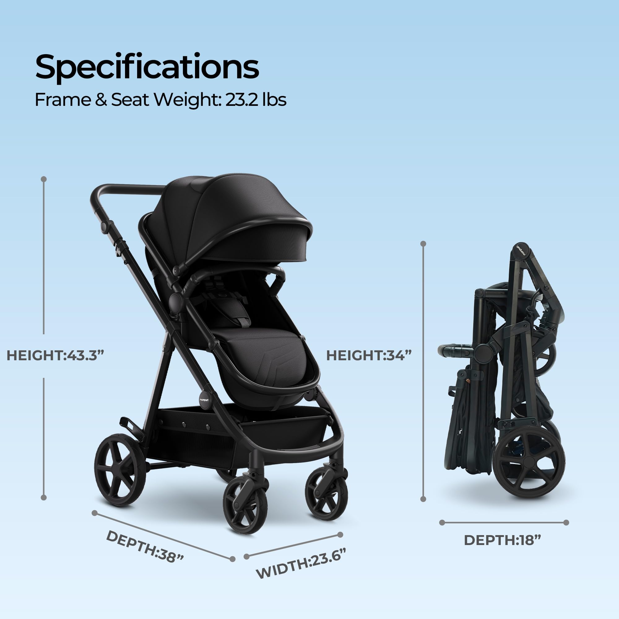 2-in-1 Convertible Baby Stroller with Bassinet