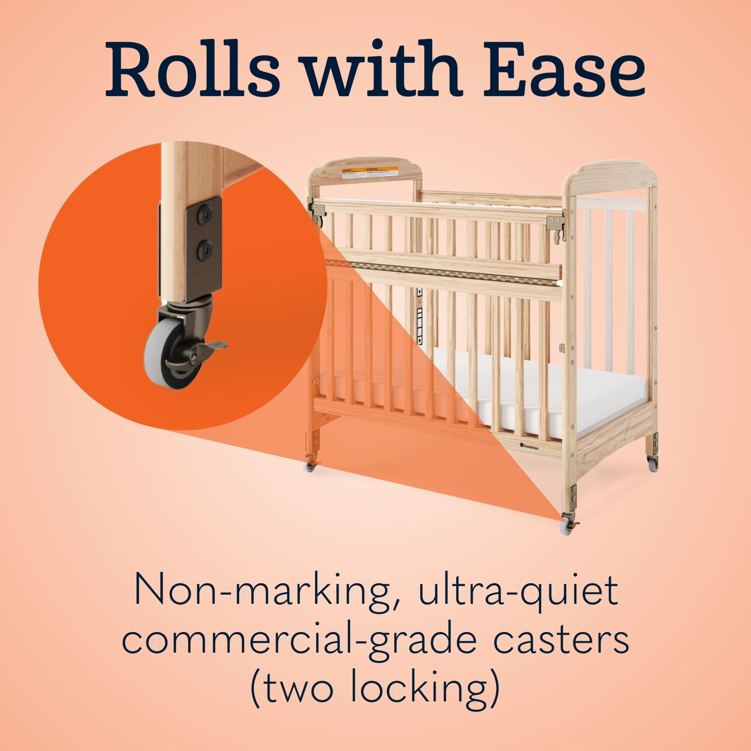 SafeReach Commercial Crib with ClearView Panels and Drop Gate