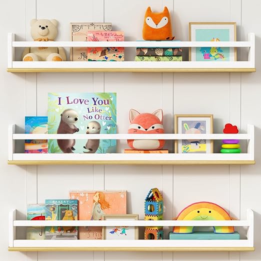 Floating Book Shelves for Wall, 24 Inch Long Wall Bookshelf