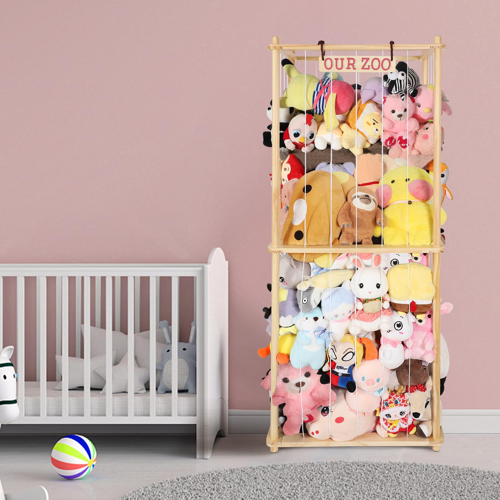 Extra Large Stuffed Animal Storage for Corner Organizer,Premium Wooden Material