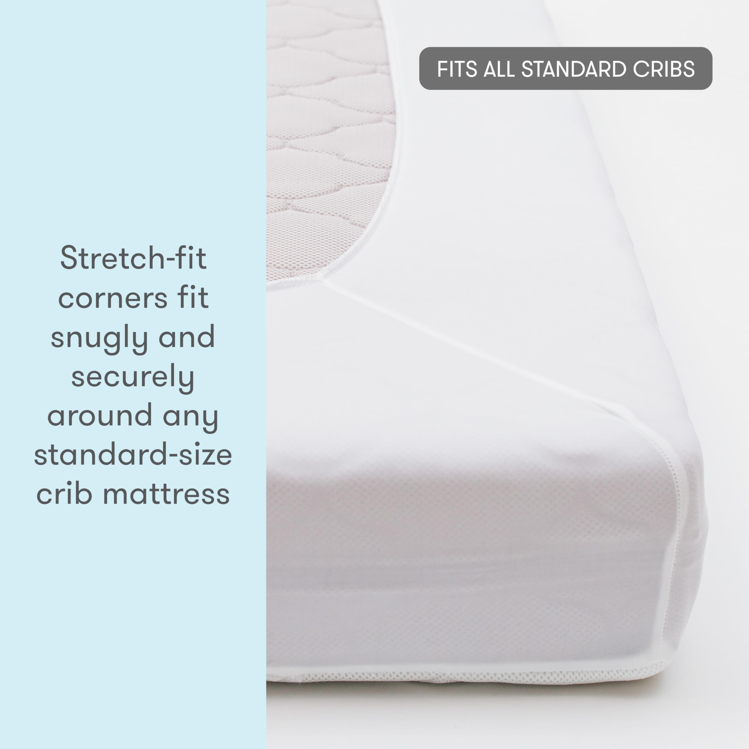 Waterproof Crib Mattress Pad 2-Pack - Ultra-Breathable Quilted Protector with Fitted Skirt
