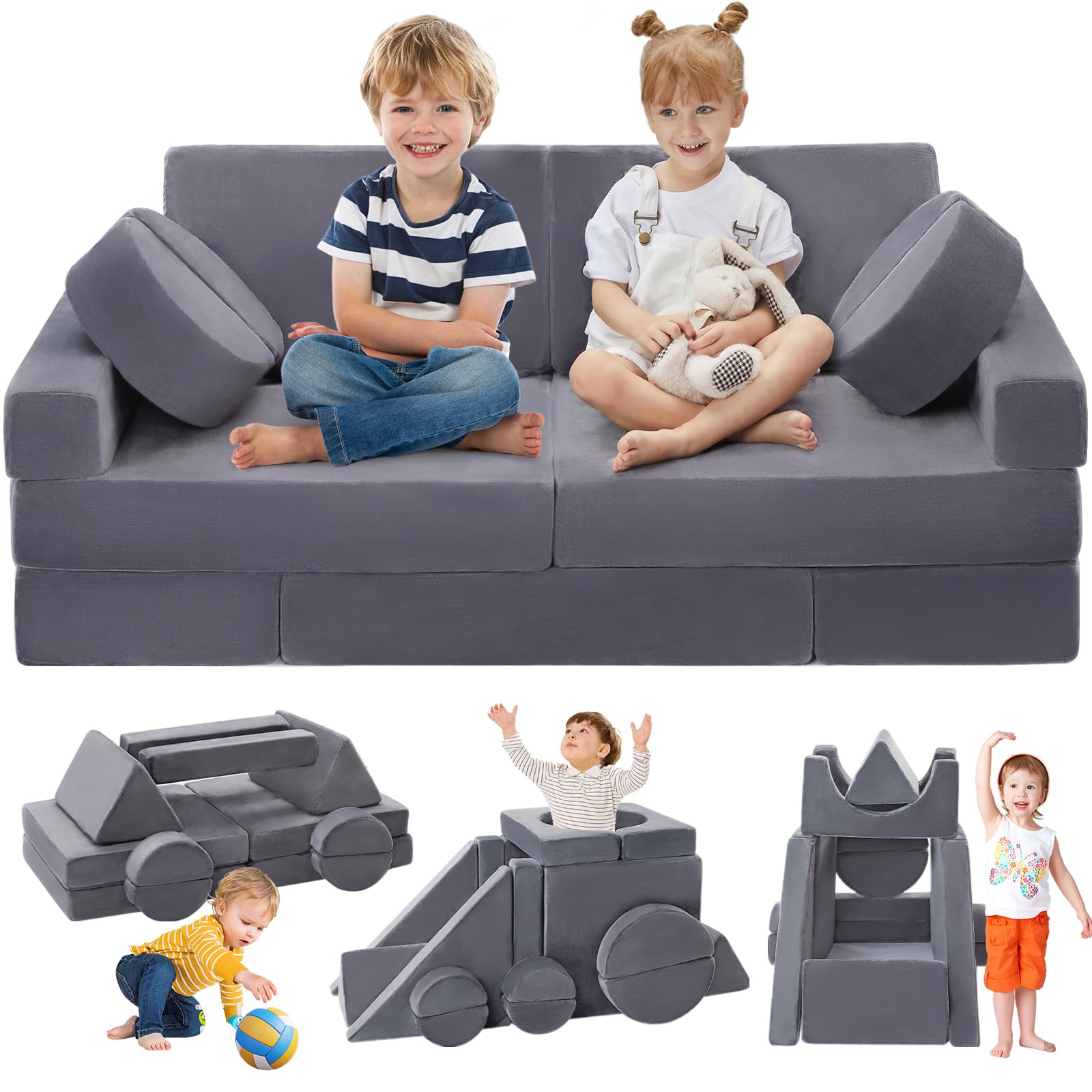 16PCS Kids Couch, Modular Kids Play Couch for Toddlers