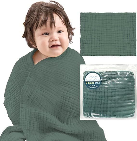 Bath Towel - 9 Layers 100% Cotton Muslin, Super Quick Dry, Medical