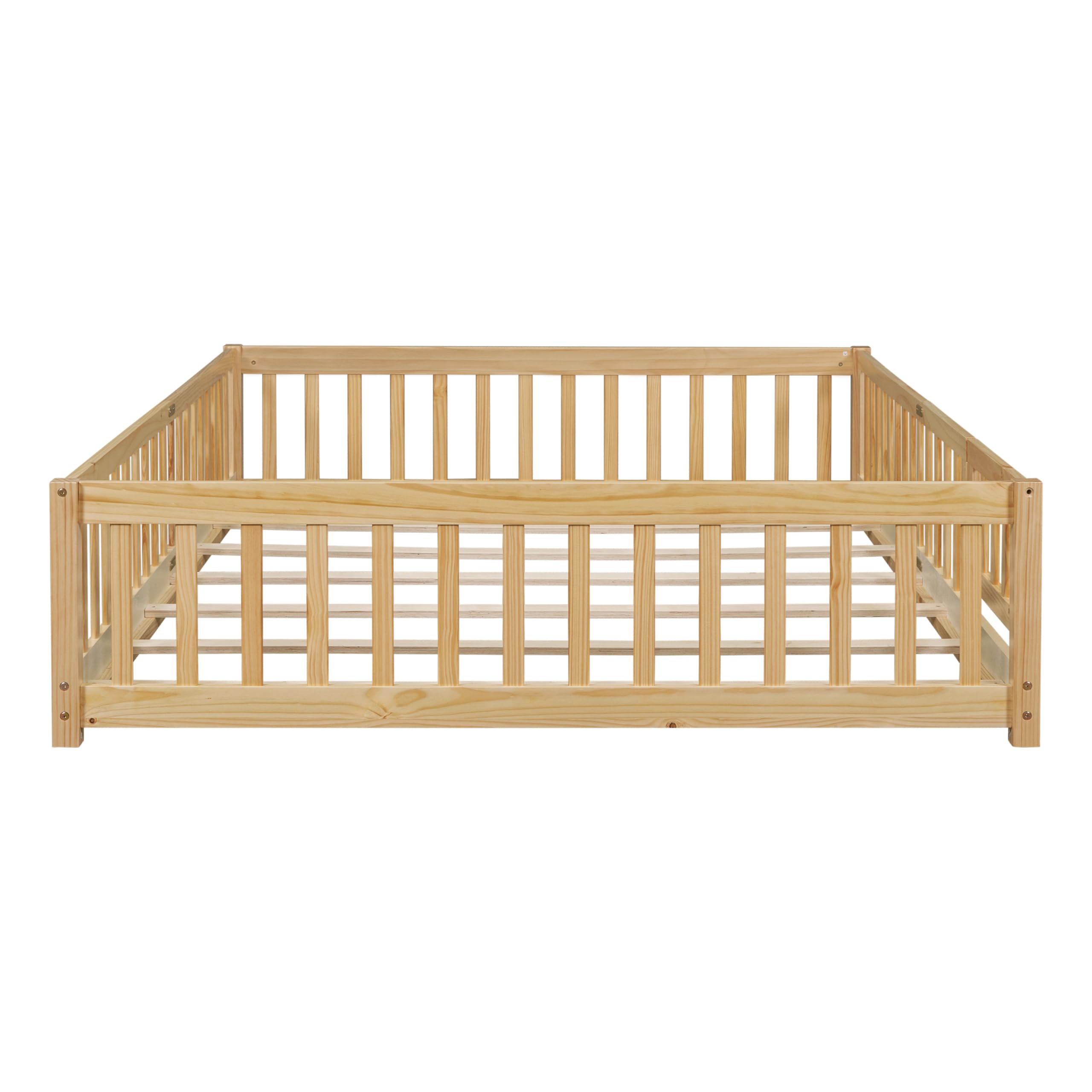 Queen Size Montessori Floor Bed with Guardrails