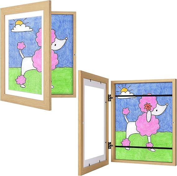 3Pack Kids Art Frames Natural Woodgrain, 10x12.5 Child