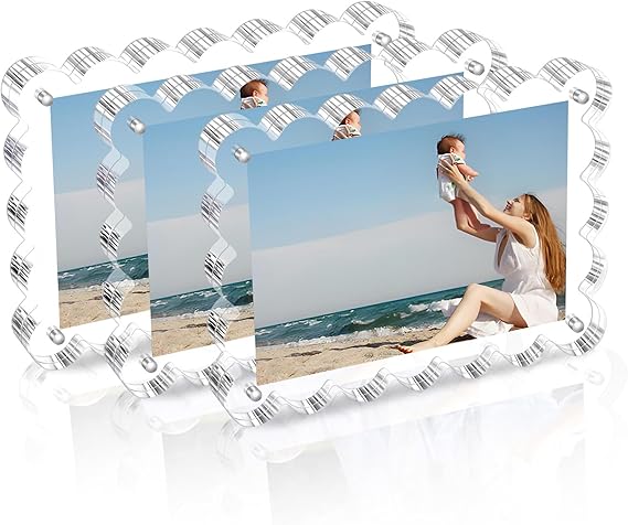 Clear Picture Frames 3Pack - Acrylic Magnetic Photo Frame 4×4 Inch