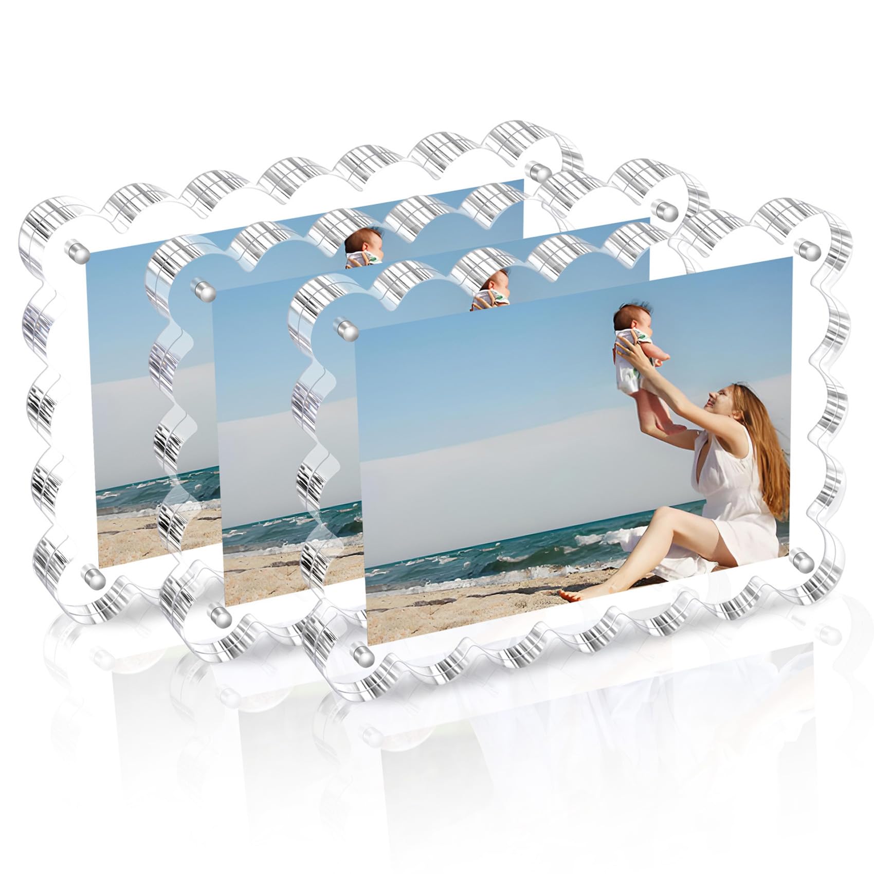 3 Pack Acrylic Picture Frame: 4x6inch Magnetic Picture Frames