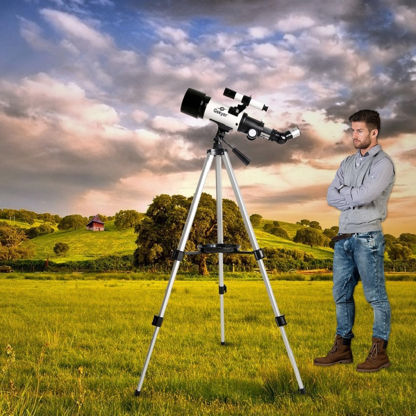 Telescope, 70mm Aperture 400mm AZ Mount Astronomical Refracting Telescope