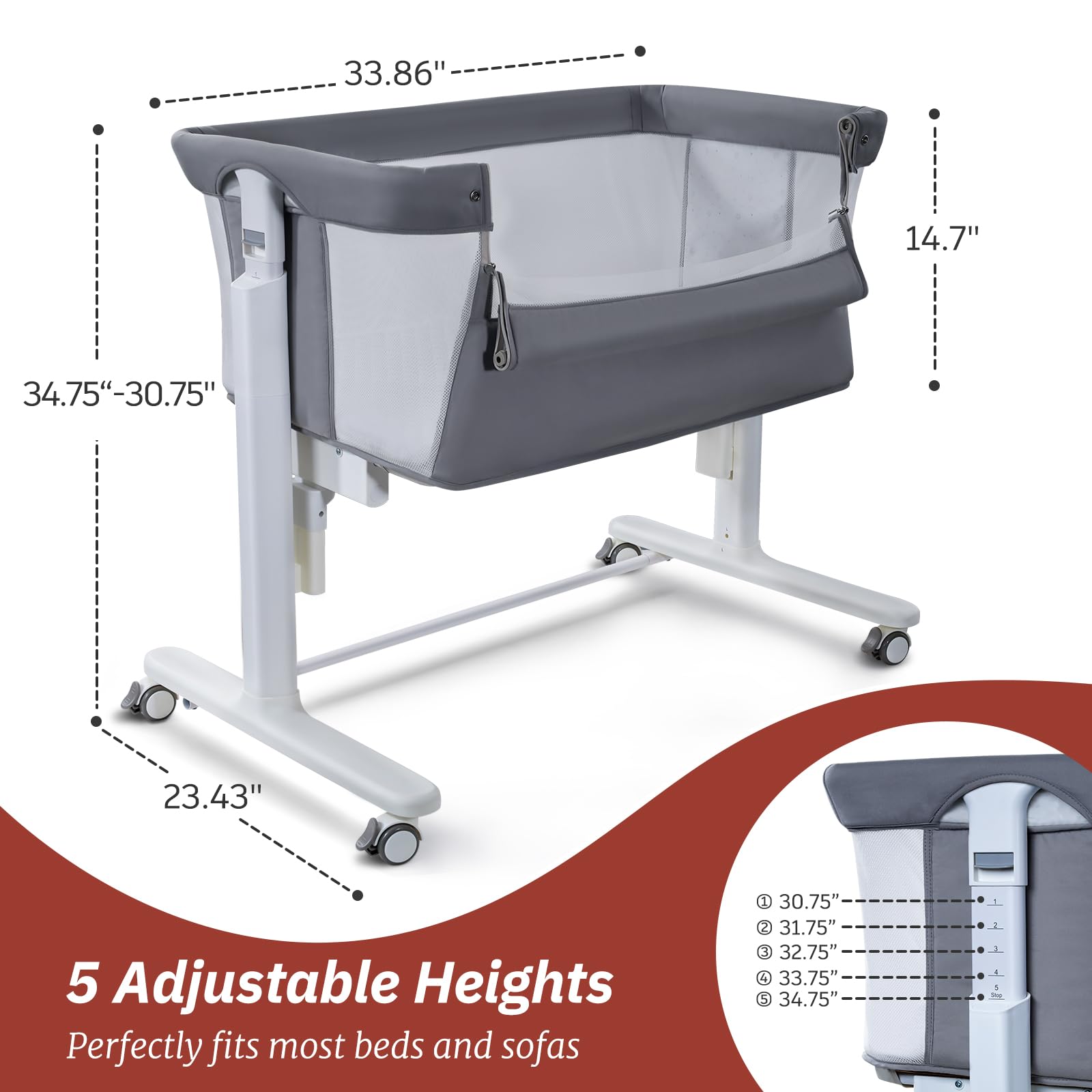 Electric Rocking Bassinet with Mesh Sides