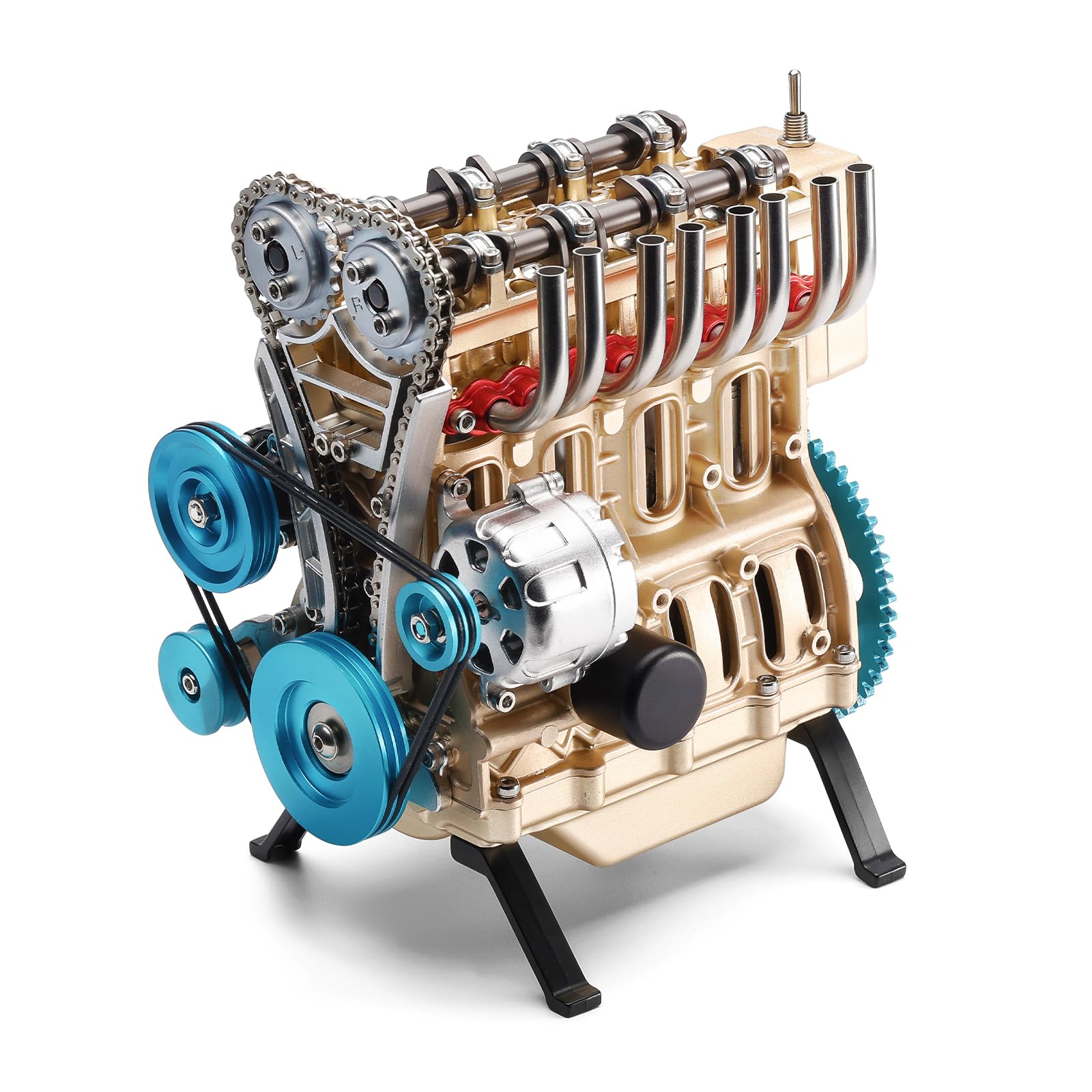 Teching Four-Cylinder Mini Engine Build Kit, Model Engine Kit for Adults, Build Precision Full