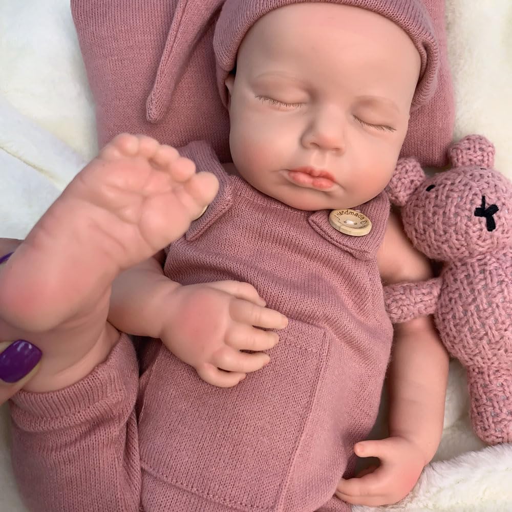 18 inch Lifelike Full Silicone Baby Doll Girl Open Mouth Realistic Reborn Dolls That Look Real
