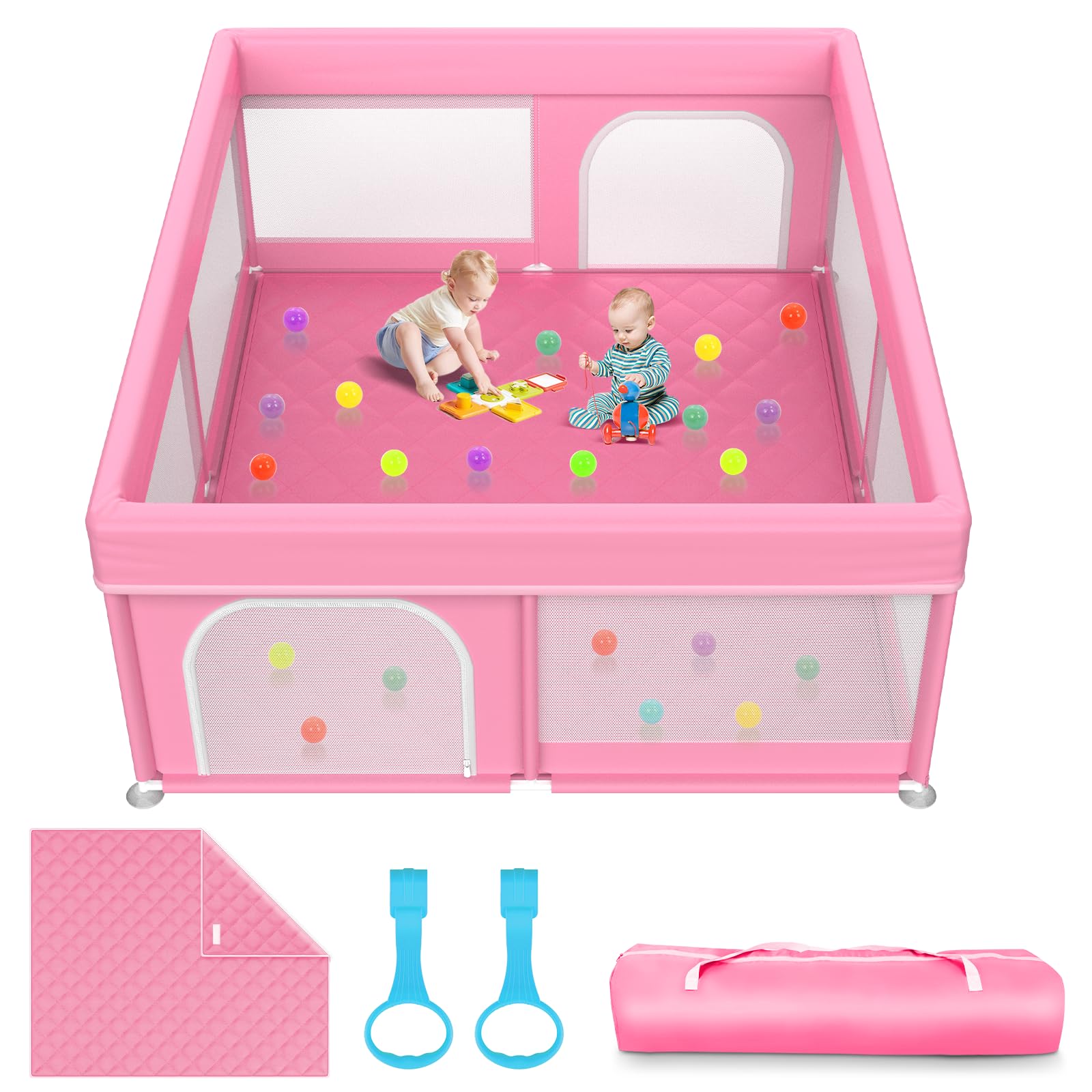 79x71 in Baby Playpen with Mat: Large Play Pen for Babies and Toddlers