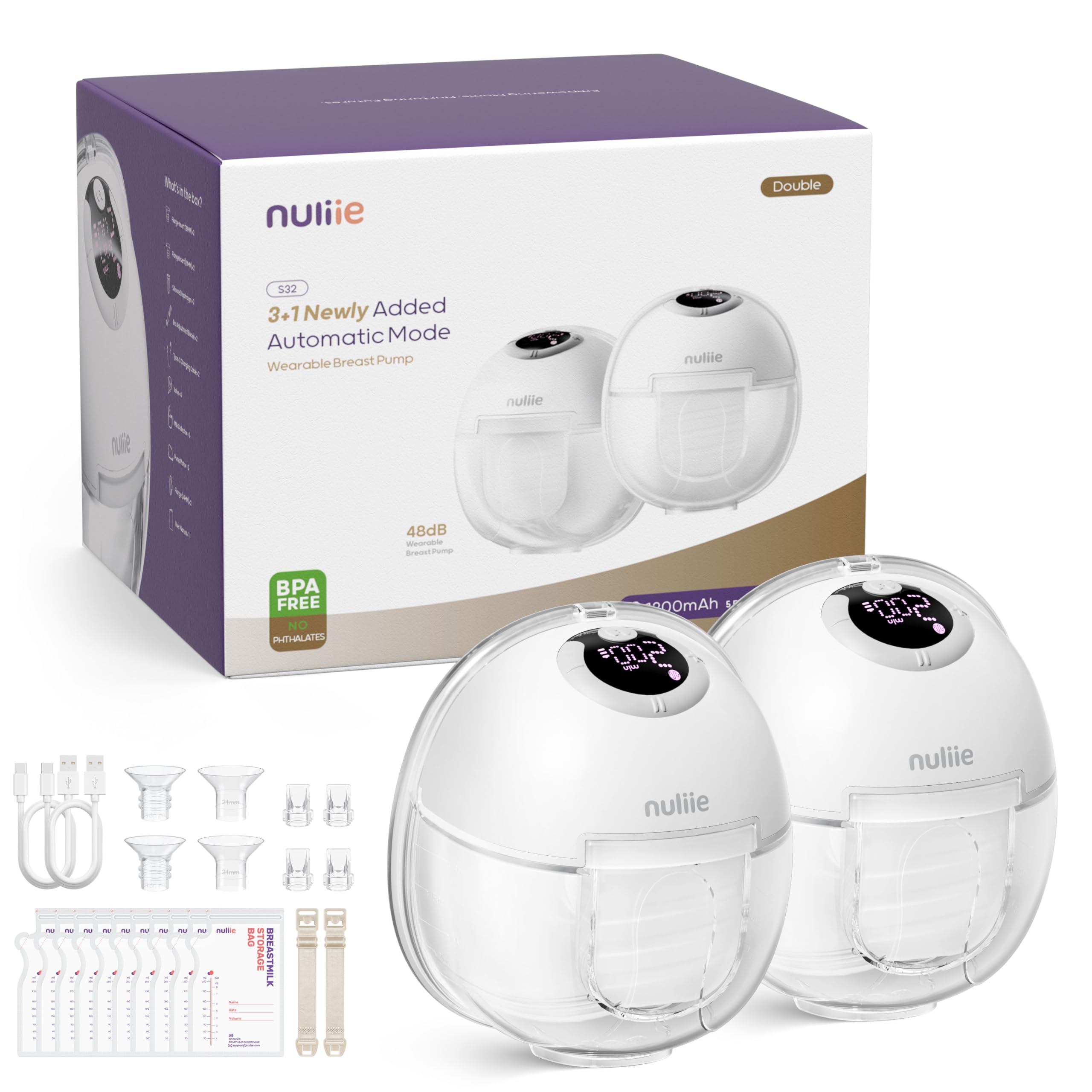 Hands-Free Breast Pump, Wearable Breastfeeding Pump 4 Modes 9 Levels