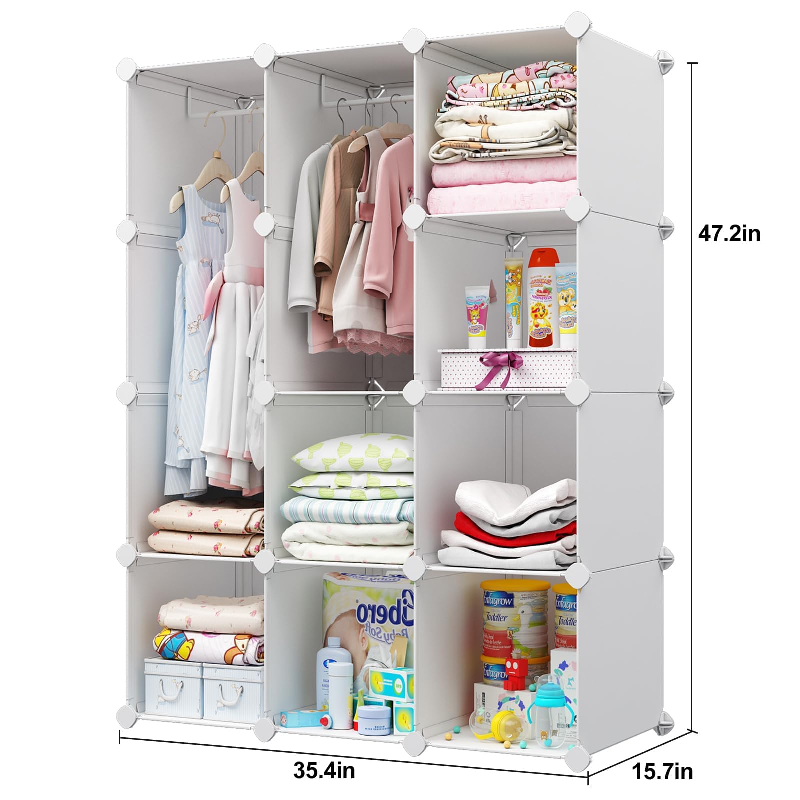 Baby Closet Organizer with Hanging Rod
