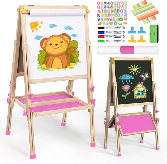 Art Easel for Kids Easel, Foldable Toddler Easel for Painting Double Sided