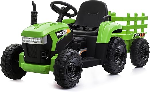 Kids Electric Ride On Toy Tractor, 12v Battery-Powered 4 Wheels Ride On Car