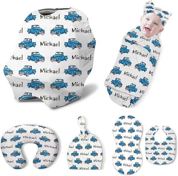 Custom Baby Nursing Swaddling Set: Personalized Custom Name Swaddle
