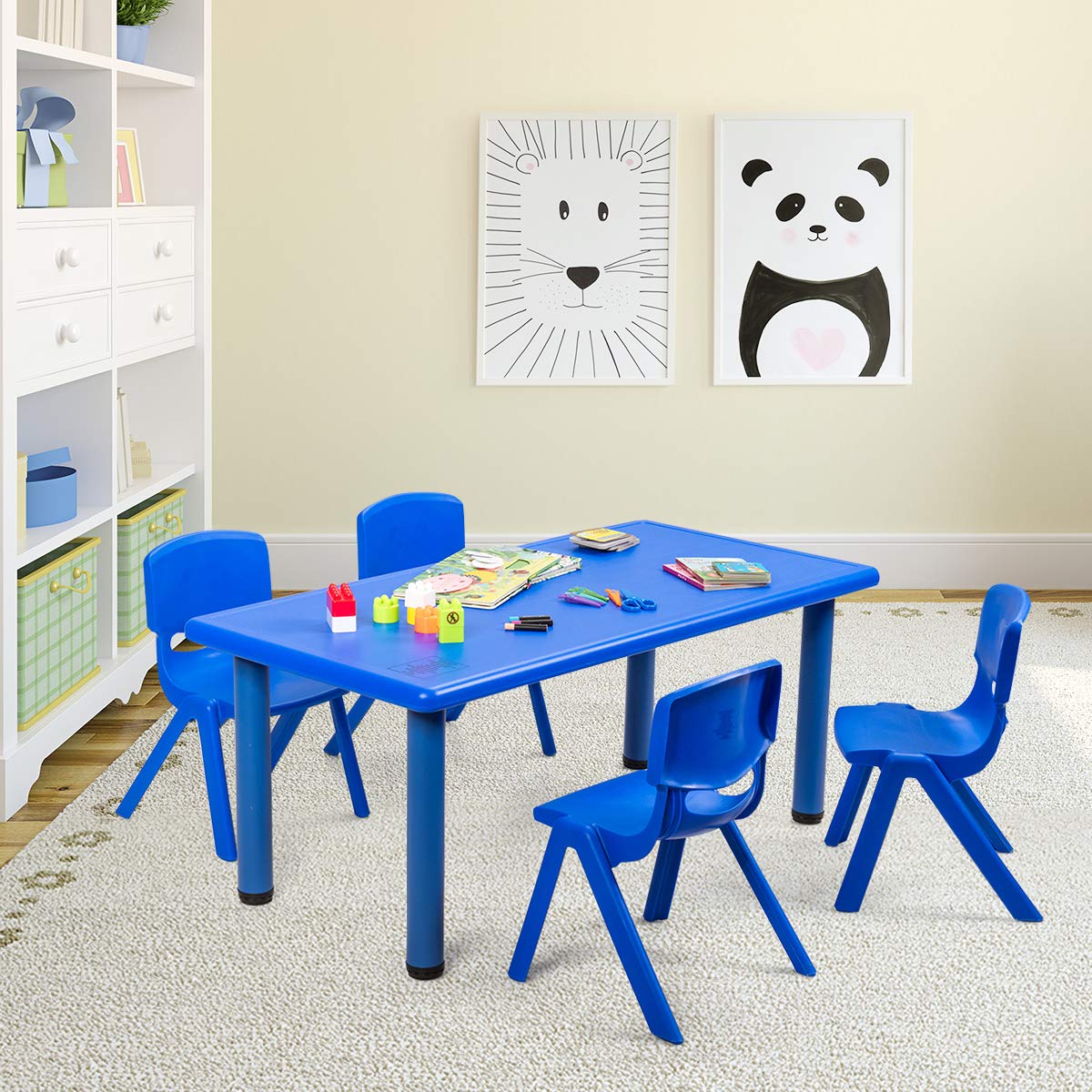 Rectangular Kids Activity Table for Reading Drawing Dining