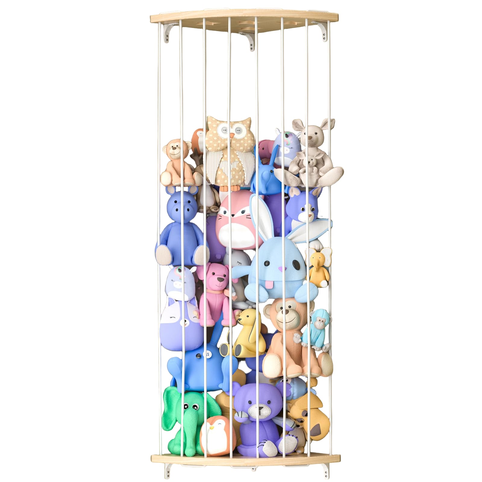 Stuffed Animal Storage Wood Corner Plush Toys Holder