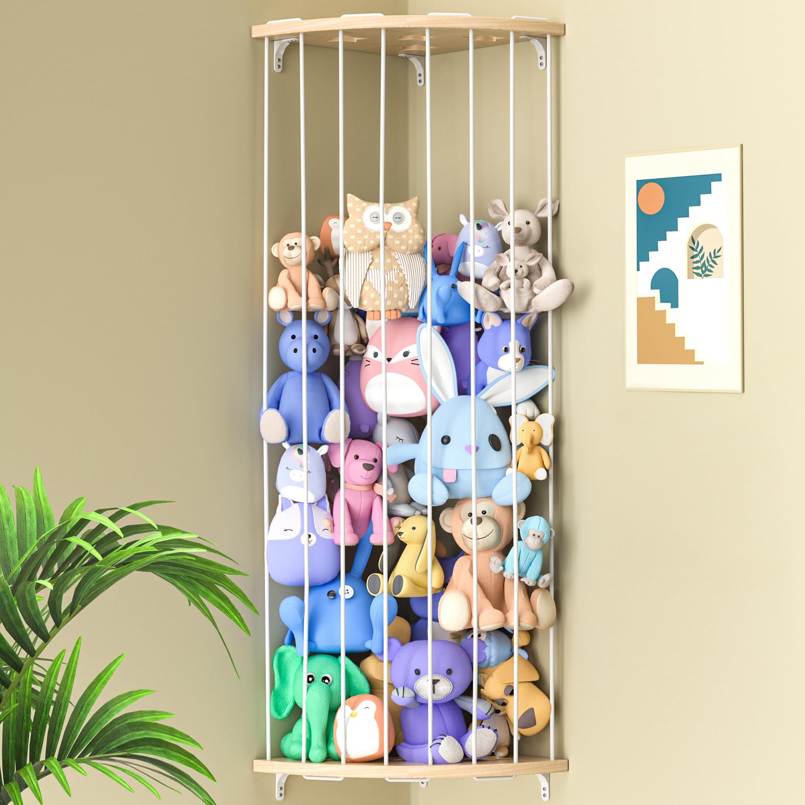 Corner Stuffed Animal Storage Organizer with Star Pattern