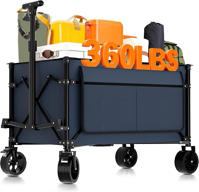 Collapsible Wagon Carts Foldable 150L & 360LBS Portable Folding Wagons