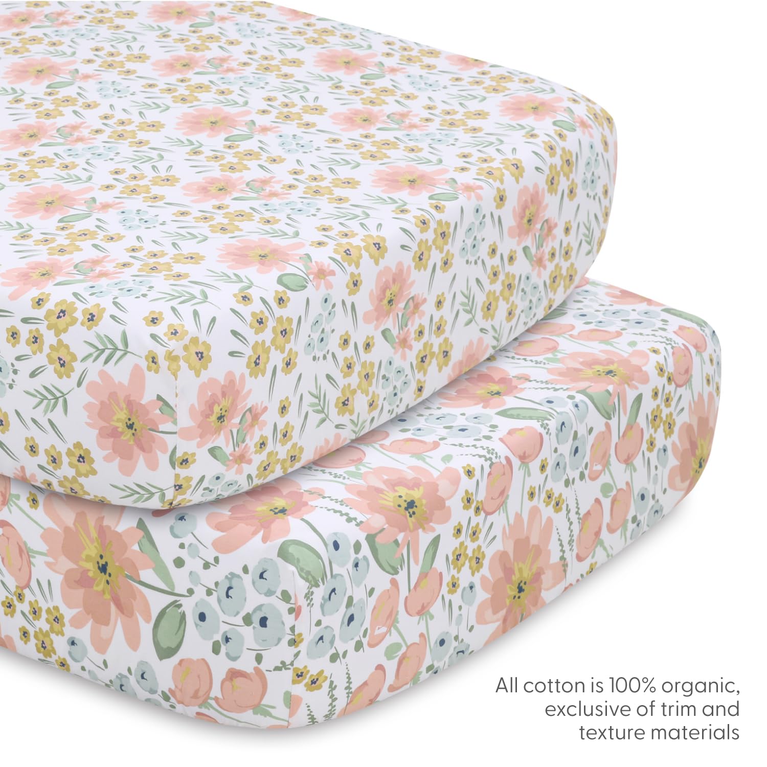 Organic Cotton Baby Crib Bedding Set 4-Piece with Sheets, Quilt & Dust Ruffle