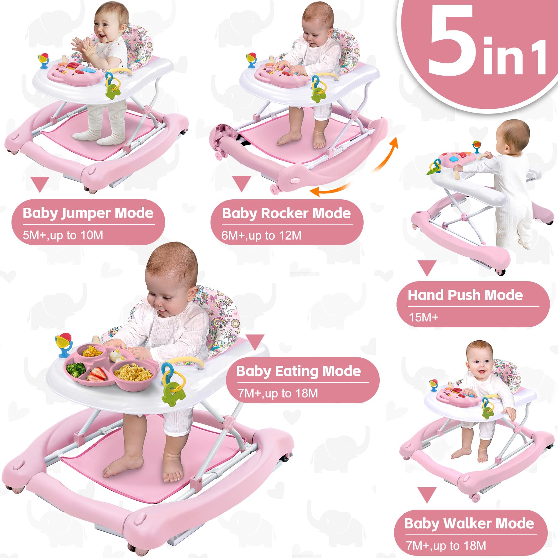 5-in-1 Baby Activity Walker with Adjustable Height