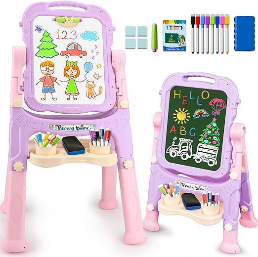 Toddlers Age 2-4 Art Magnetic White Board & Chalkboard Double