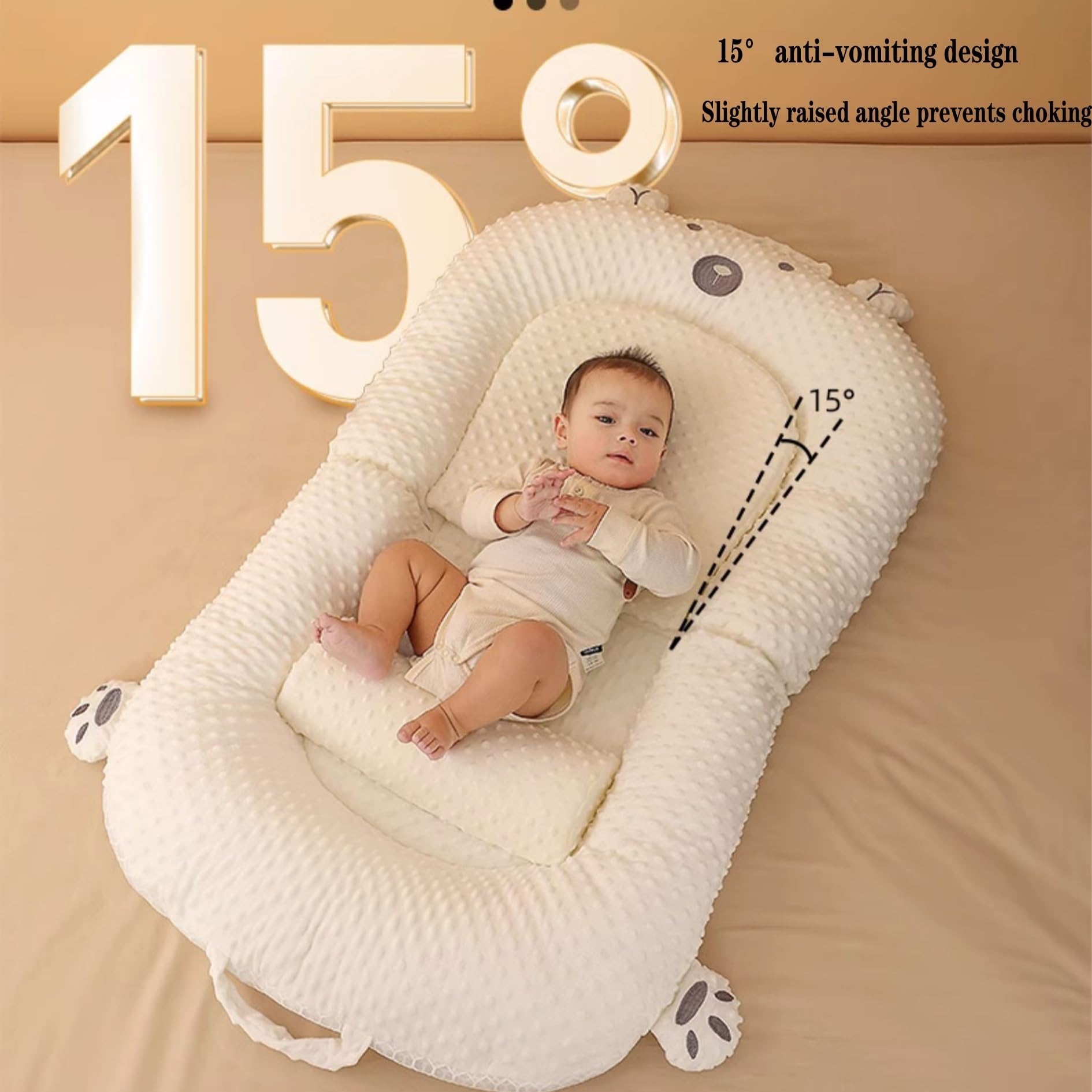 Foldable Double-Sided Baby Lounger Portable Newborn Bed