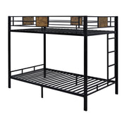 Loft Bunk Bed Twin Over Twin Size with Ladder and Guardrail,Rustic Design
