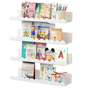 Nursery Book Shelves, 17 Inch White Metal Floating Shelves