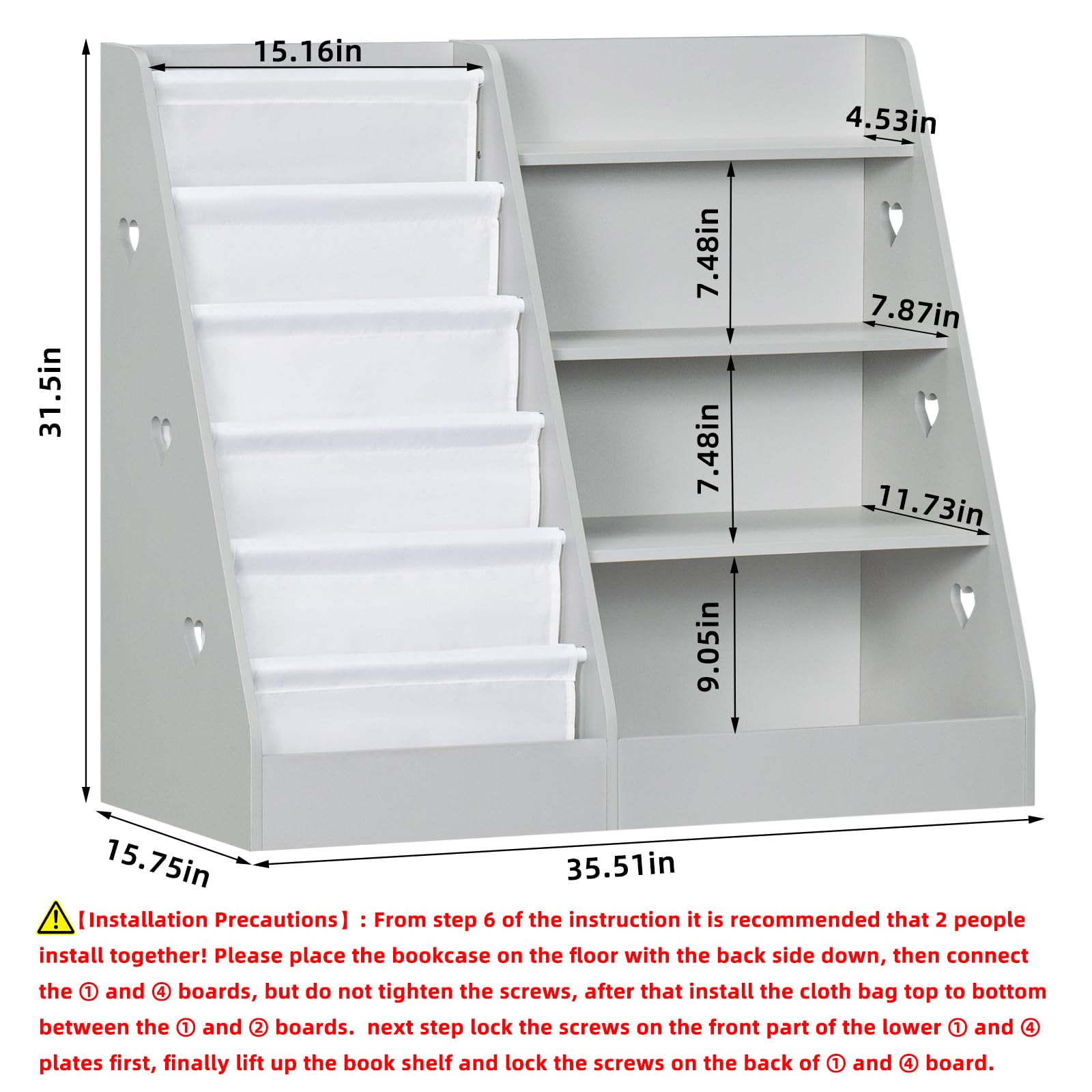 4 Tier Kids Bookshelf Storage Organizer