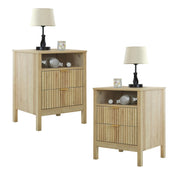 Lagoon Set of 2 Fluted 2 Drawer Nightstand, Bedside Table