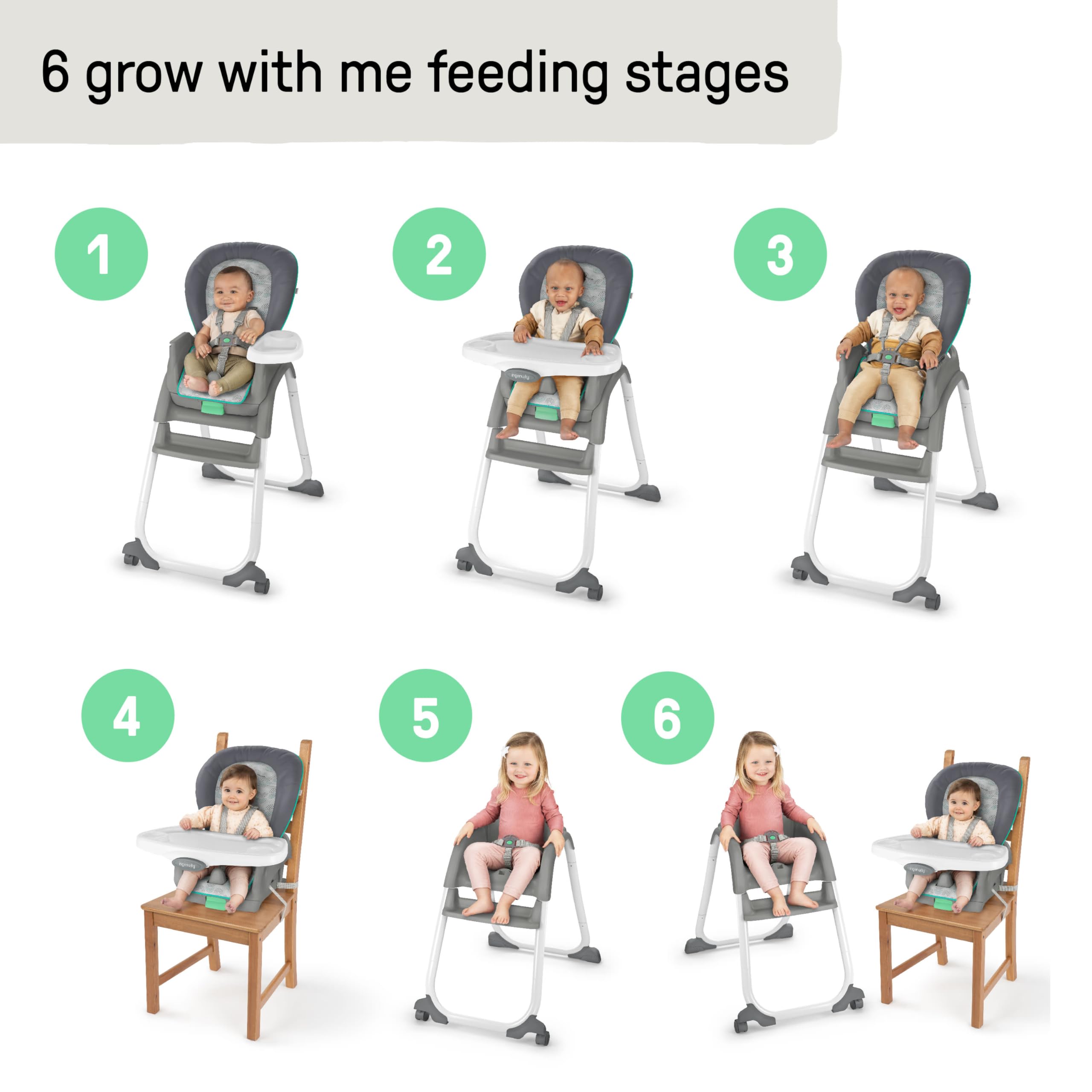 6-in-1 Convertible High Chair for Baby to Toddler
