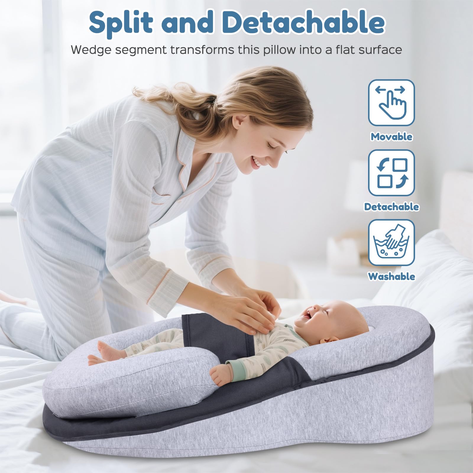 Natural Latex Nursing Pillow with Organic Cotton Cover