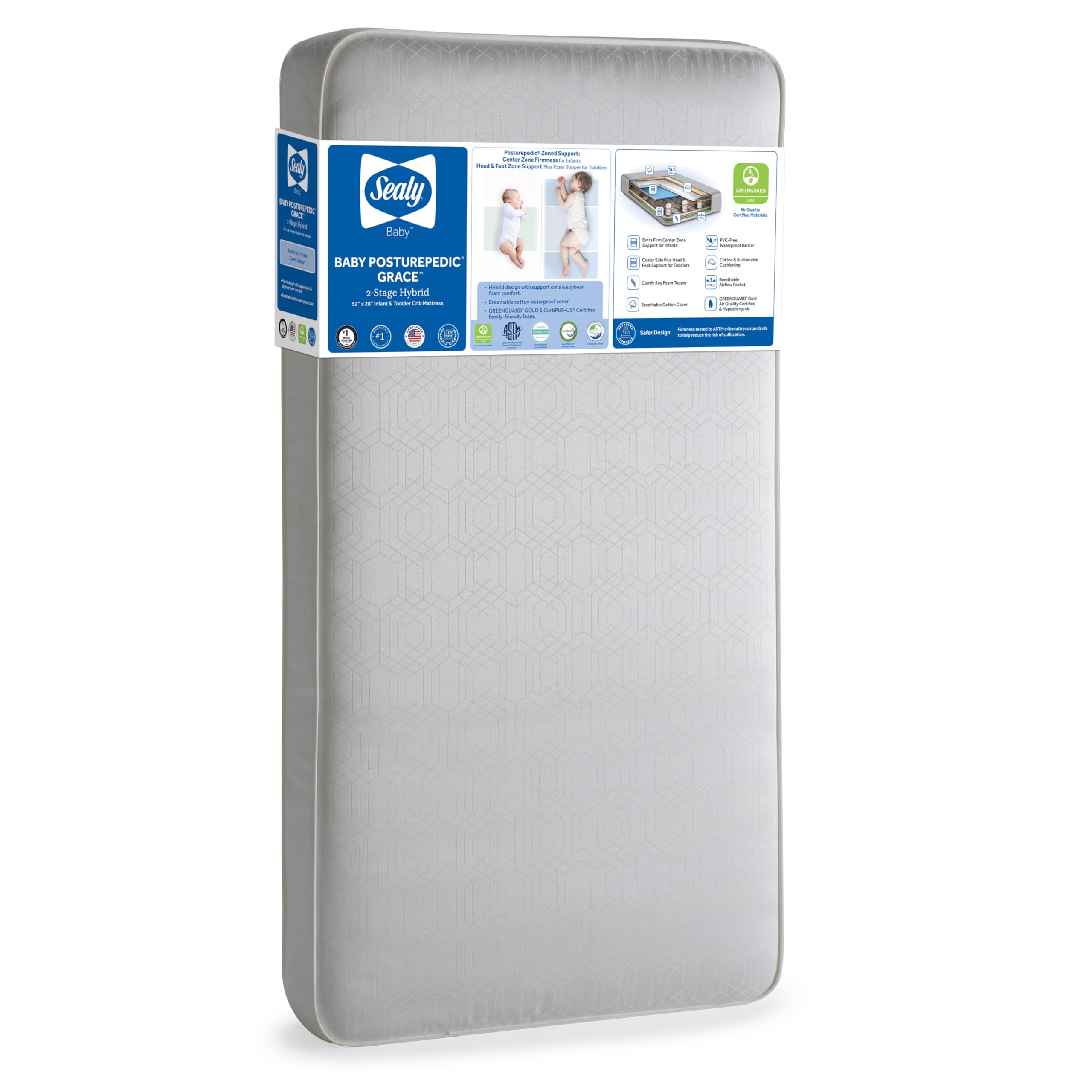 Posturepedic Grace Hybrid - Firm 2 Stage Breathable Crib Mattress
