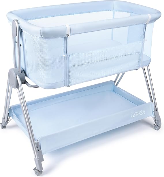 Baby Bedside Sleeper - Bassinet & Bedside Crib with Height Adjustment & Wheels -