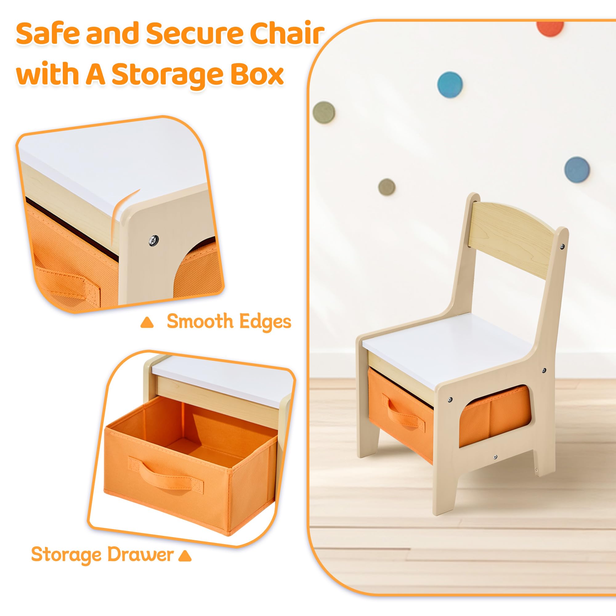 4-in-1 Wooden Kids Activity Table and Chair Set