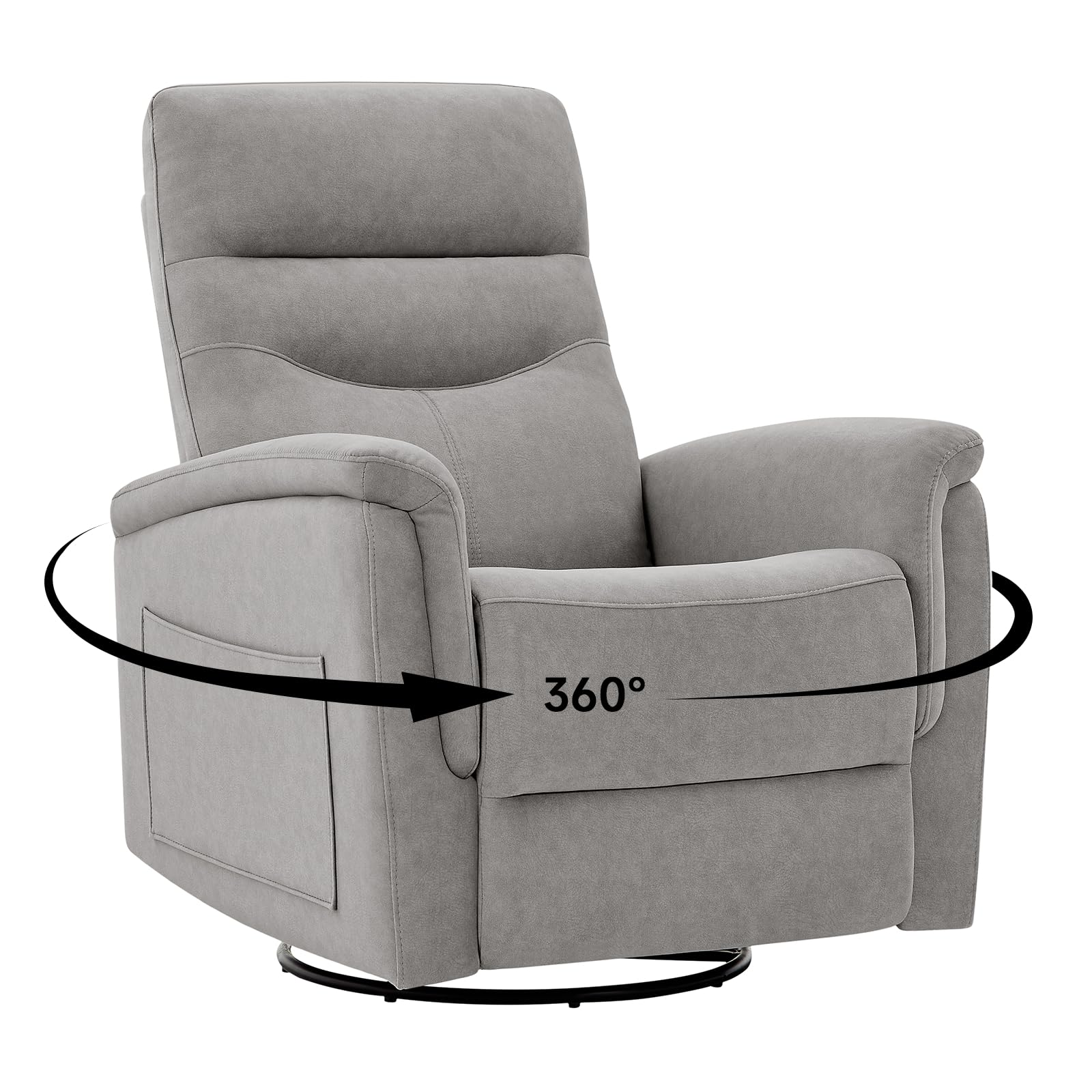 360° Swivel Glider Rocking Chair, Velvet Deep Seat Nursery Glider