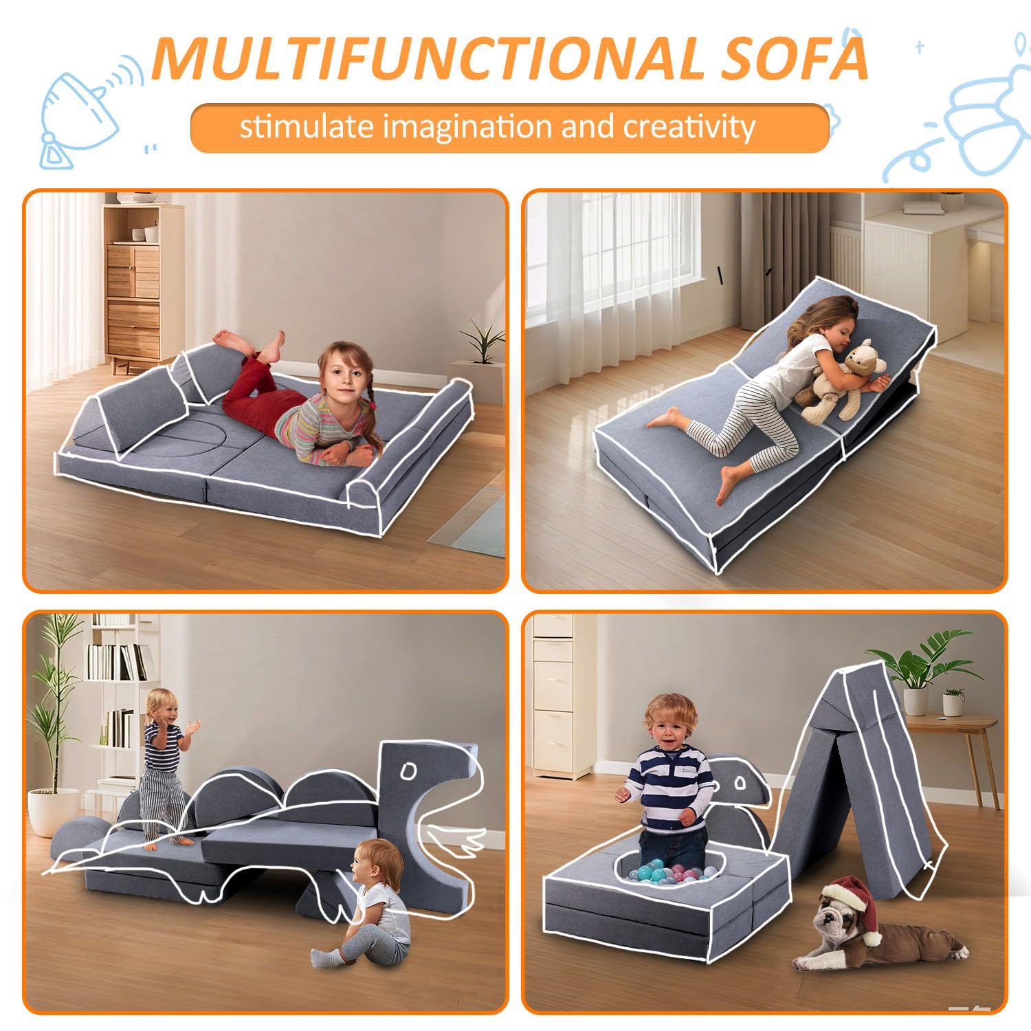 Modular Kids Play Couch Foam Building Blocks Set