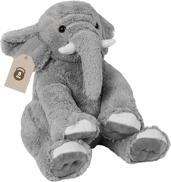 16in Elephant Weighted Stuffed Animals 5lbs, Elephant Weighted Plush